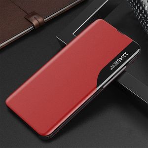 Hurtel Eco Leather View Case elegancki futerał etui z klapką i funkcją podstawki Xiaomi Redmi Note 10 / Redmi Note 10S czerwony 2