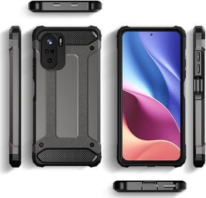 Hurtel Hybrid Armor pancerne hybrydowe etui pokrowiec Xiaomi Redmi K40 Pro+ / K40 Pro / K40 / Poco F3 srebrny 4