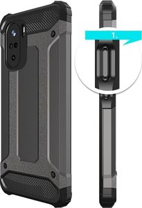 Hurtel Hybrid Armor pancerne hybrydowe etui pokrowiec Xiaomi Redmi K40 Pro+ / K40 Pro / K40 / Poco F3 srebrny 5