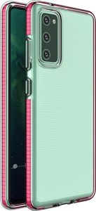 Hurtel Spring Case pokrowiec żelowe etui z kolorową ramką do Samsung Galaxy A12 / Galaxy M12 ciemnoróżowy 1