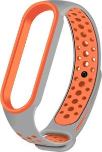 Hurtel Zamienna silikonowa opaska pasek do Xiaomi Mi Band 5 Dots szaro-pomarańczowy 2