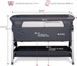 Sun Baby Łóżeczko dostawne grafitowe 7