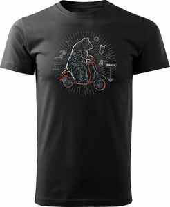 Topslang Koszulka ze skuterem na skuter Vespa niedźwiedź męska czarna REGULAR XL 1