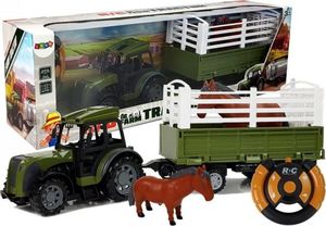 Lean Sport Zielony Traktor z Wysoką Przyczepą Figurka Konia Zdalnie Sterowany 2.4G 1