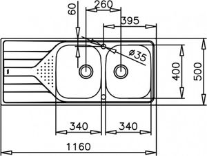Zlewozmywak Teka Universe 80 T-XP 2B 1D Stal polerowana (115170001) 2