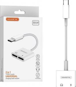 Adapter USB Somostel SMS-BZ06 USB-C - Jack 3.5mm + USB-C Biały (28857) 5