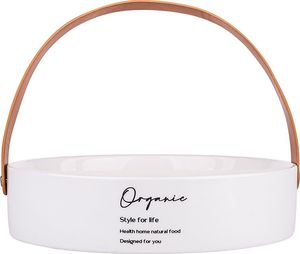 Lumarko organic naczynie porcelanowe okrągłe ze skórzaną rączką 22 cm; wys. 6 cm 1