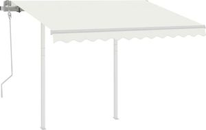 vidaXL Automatycznie zwijana markiza z słupkami, 3x2,5 m, kremowa 2