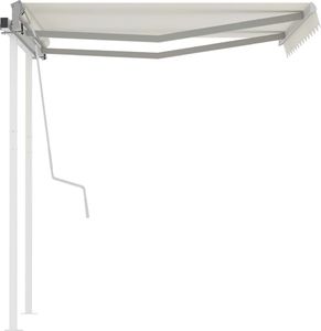 vidaXL Automatycznie zwijana markiza z słupkami, 3x2,5 m, kremowa 4