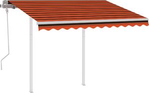 vidaXL Ręcznie zwijana markiza z słupkami, 3x2,5 m, pomarańcz-brąz 2