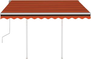 vidaXL Ręcznie zwijana markiza z słupkami, 3x2,5 m, pomarańcz-brąz 3