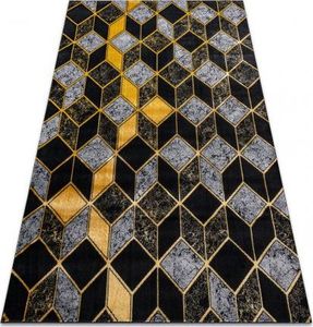 Dywany Łuszczów Dywan GLOSS nowoczesny 400B 86 stylowy, glamour, art deco, 3D geometryczny czarny / złoty, 140x190 cm 1