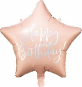 Party Deco Balon foliowy Happy Birthday, 40cm, jasny pudrowy róż 1