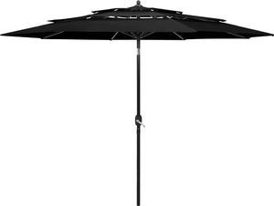 vidaXL 3-poziomowy parasol na aluminiowym słupku, czarny, 3 m 1