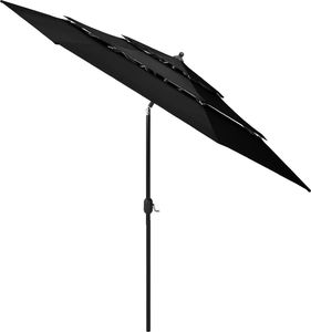 vidaXL 3-poziomowy parasol na aluminiowym słupku, czarny, 3 m 3