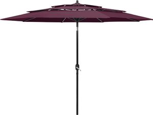 vidaXL 3-poziomowy parasol na aluminiowym słupku, bordowy, 3 m 1