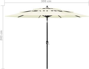 vidaXL 3-poziomowy parasol na aluminiowym słupku, piaskowy, 3 m 8