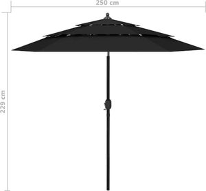 vidaXL 3-poziomowy parasol na aluminiowym słupku, czarny, 2,5 m 8