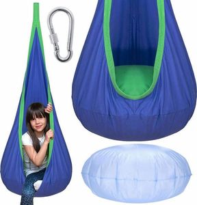 Springos Kokon wiszący dla dzieci huśtawka, fotel hamakowy niebiesko-zielony uniwersalny 8