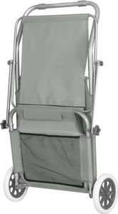 Springos Leżak ogrodowy z kółkami i daszkiem składany szary 14