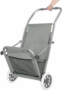 Springos Leżak ogrodowy z kółkami i daszkiem składany szary 3