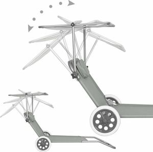 Springos Leżak ogrodowy z kółkami i daszkiem składany szary 9