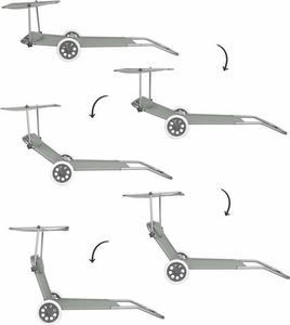 Springos Leżak ogrodowy z kółkami i daszkiem składany szary 10