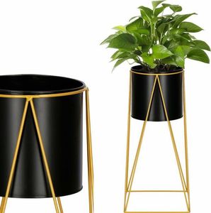 Springos Stojący kwietnik 52 cm stojak z doniczką na kwiaty nowoczesny loft czarno-złoty mat UNIWERSALNY 1