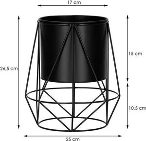 Springos Stojący kwietnik 26,5 cm stojak z doniczką na kwiaty nowoczesny loft czarny mat UNIWERSALNY 13
