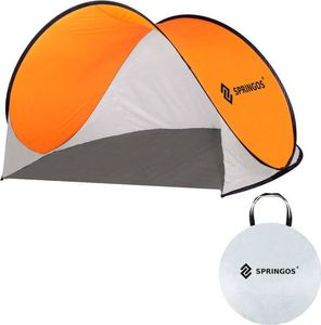 Springos Namiot plażowy samorozkładający Pop-up biało pomarańczowy uniwersalny 7