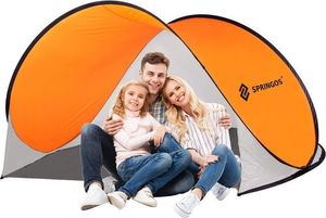 Springos Namiot plażowy samorozkładający Pop-up biało pomarańczowy uniwersalny 8