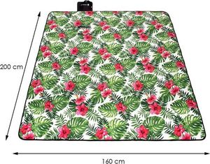 Springos Koc plażowy piknikowy 200x160cm mata kwiaty 11