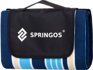 Springos Koc plażowy piknikowy 130x170 cm mata niebieskie pasy UNIWERSALNY 1