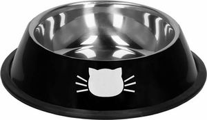 Springos Miska dla kota metalowa, antypoślizgowa na gumie czarna UNIWERSALNY 1