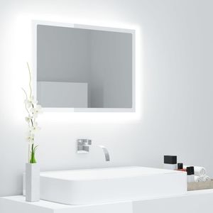 Lustro vidaXL Lustro łazienkowe z LED, białe na wysoki połysk, 60x8,5x37 cm 1