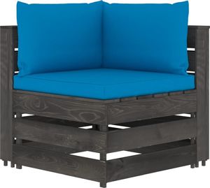 vidaXL Moduł sofy narożnej z poduszkami, impregnowane drewno, jasnoniebieski 1