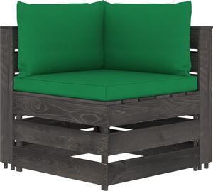 vidaXL Moduł sofy narożnej z poduszkami, impregnowane drewno, zielony 1