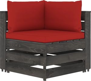 vidaXL Moduł sofy narożnej z poduszkami, impregnowane drewno, czerwony 1