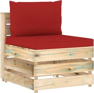 vidaXL Moduł sofy środkowej z poduszkami, impregnowane drewno, czerwony 1