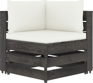 vidaXL Moduł sofy narożnej z poduszkami, impregnowane drewno, biały 1