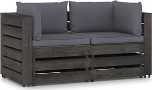 vidaXL Ogrodowa sofa 2-os z poduszkami, impregnowane drewno, antracytowa 1