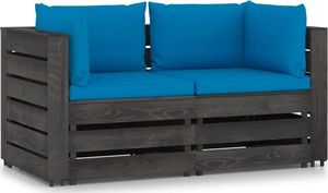 vidaXL Ogrodowa sofa 2-os z poduszkami, impregnowane drewno, jasnoniebieski 1