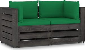 vidaXL Ogrodowa sofa 2-os z poduszkami, impregnowane drewno, zielona 1