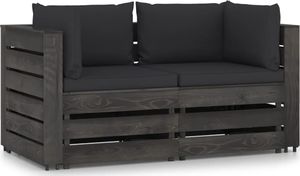 vidaXL Ogrodowa sofa 2-os z poduszkami, impregnowane drewno, czarna 1