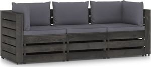 vidaXL Ogrodowa sofa 3-os z poduszkami, impregnowane drewno, antracytowa 1