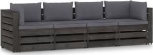 vidaXL Ogrodowa sofa 4-os. z poduszkami, impregnowane drewno, antracytowa 1