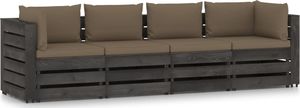 vidaXL Ogrodowa sofa 4-os z poduszkami, impregnowane drewno, brązowa 1