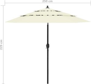 vidaXL 3-poziomowy parasol na aluminiowym słupku, piaskowy, 2,5 m 8