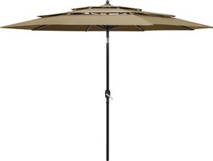 vidaXL 3-poziomowy parasol na aluminiowym słupku, taupe, 3 m 1