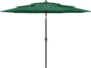 vidaXL 3-poziomowy parasol na aluminiowym słupku, zielony, 3 m 1
